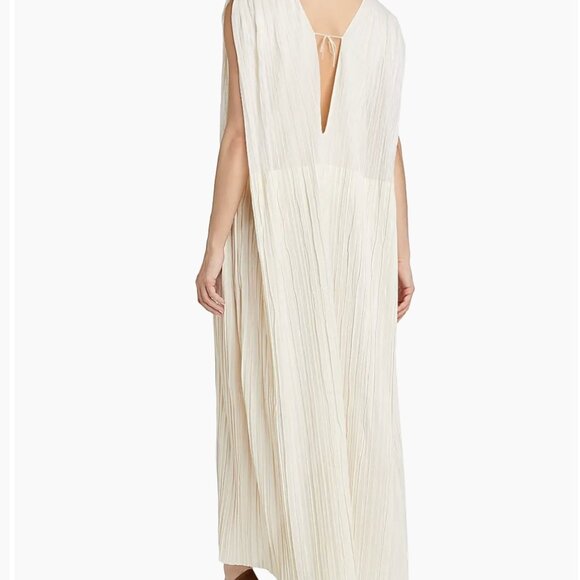 Jil Sander V-Neck Pleated Midi Dress US 4 - Picture 2 of 9